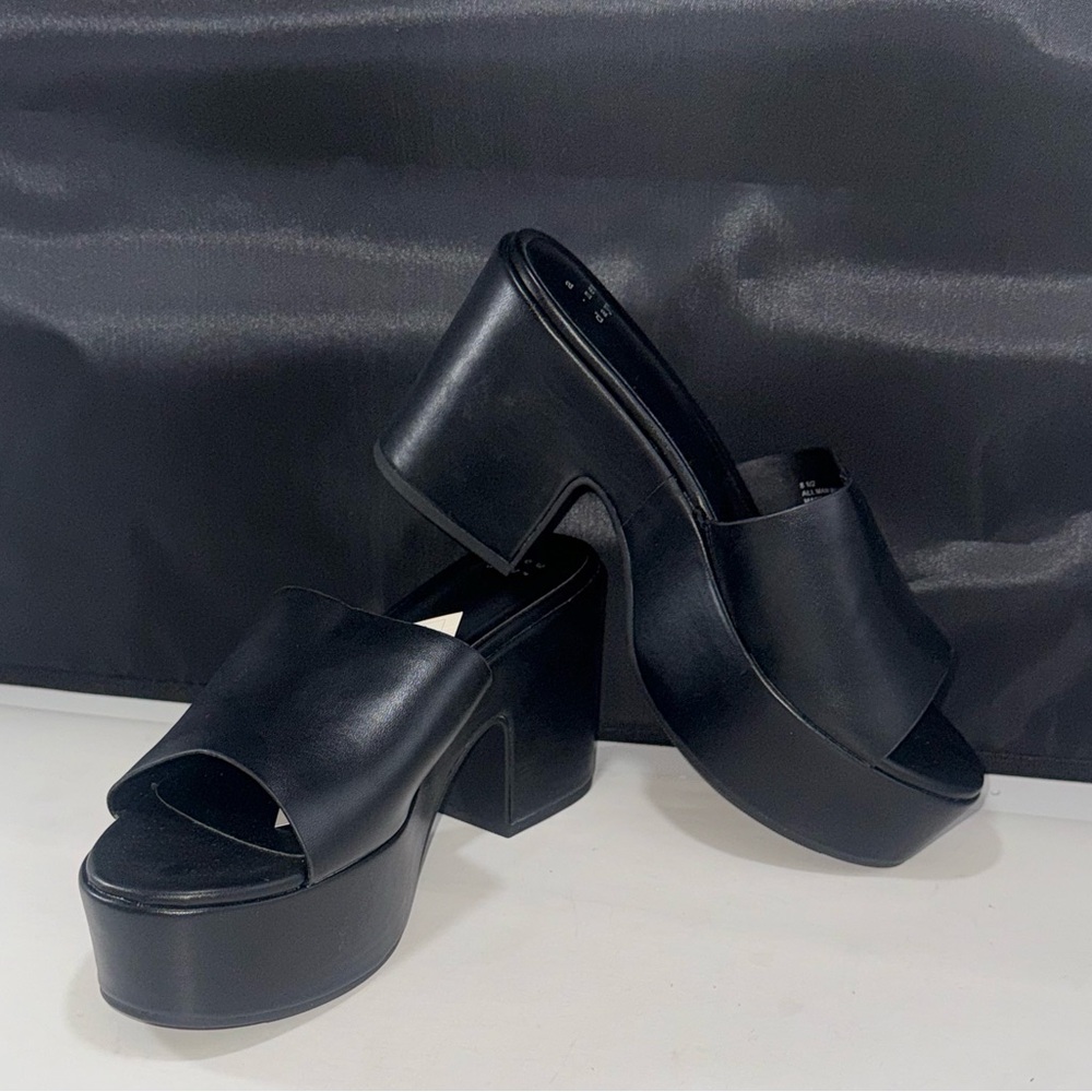 Size 10 a new day Black Platform Mules NEW Disco Boho Memory Foam